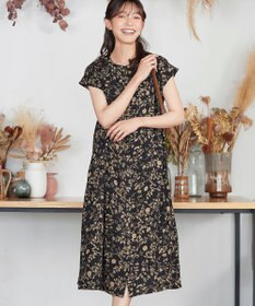 Tiaclasse L ボタニカル柄シャツワンピース