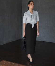 ICB L 【新色追加】BackSatinAmunzen 5分袖配色ボウタイブラウス