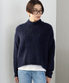 UNFILO 【洗える】アルパカシャギー ハイネッククロップドニット