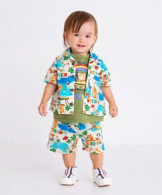 MIKI HOUSE HOT BISCUITS 【80-120cm】 サーフ柄 スラブ天竺 半袖Tシャツ