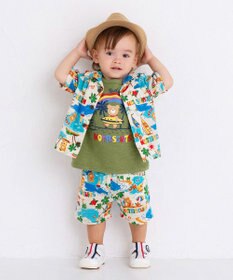 MIKI HOUSE HOT BISCUITS 【80-120cm】 サーフ柄 スラブ天竺 半袖Tシャツ