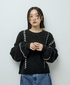 Green Parks ・ＥＬＥＮＣＡＲＥ　ＤＵＥ　ハンドステッチケーブルニッ