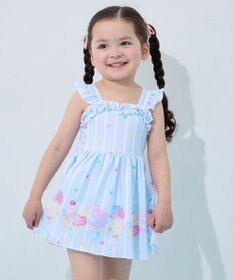 ANY KIDS 【UVカット】フリルワンピース水着 サックスブルー×アイス
