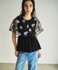 GRACE CONTINENTAL 刺繍ケープニットトップ