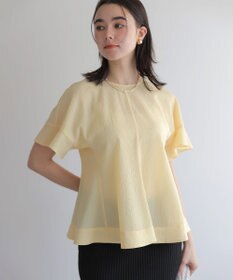 組曲 サッカーギンガムチェック ペプラムブラウス バターイエロー系