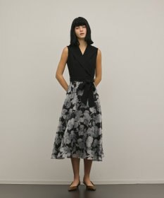 GRACE CONTINENTAL カシュクールフラワープリントワンピース