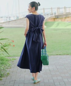 Tiaclasse L 【2WAY】ウエストリボンフレンチスリーブマキシワンピース