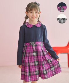 組曲 KIDS 【110-140㎝】チェックタフタドッキング ワンピース