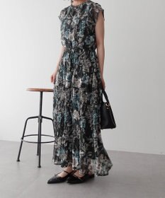 YECCA VECCA 【追加生産】フラワー柄シアープリーツワンピース