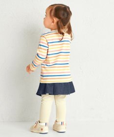 MIKI HOUSE HOT BISCUITS 【80-120cm】ボーダー柄 ワンポイント長袖Tシャツ