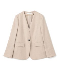 BEIGE， 【洗える】CAROLE / リネンライクノーカラーハーフ丈ジャケット