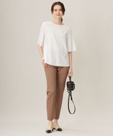 自由区 【接触冷感・洗える】コットンサテンストレッチテーパード パンツ