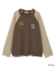 Green Parks VILLAINS/スカー/ダメージラグラン配色ニット