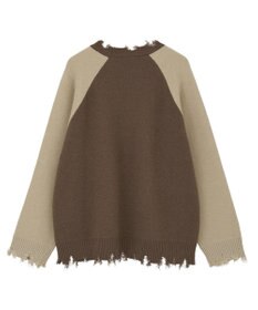 Green Parks VILLAINS/スカー/ダメージラグラン配色ニット