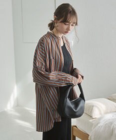 WEGO 着丈が選べる オーバーサイズ バンドカラー シャツ / ストライプ / 無地