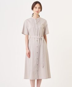 J.PRESS LADIES 【一枚で着映え】ライトタフタ タックプリーツ ワンピース グレージュ系