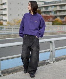 WEGO 【ユニセックス着用ITEM/MLサイズ展開/裏起毛】ショートドロストヘンリーネックプルオーバー