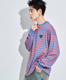 WEGO 【MLサイズ展開】ボーダーワンポイントT（LS）