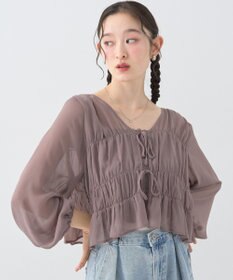 earth music&ecology ＳＥＴ２点シアーシャーリングブラウス＋インナー