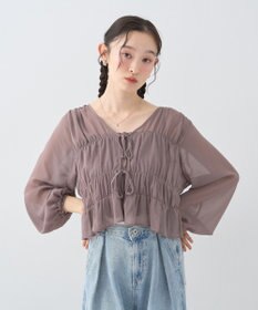 earth music&ecology ＳＥＴ２点シアーシャーリングブラウス＋インナー