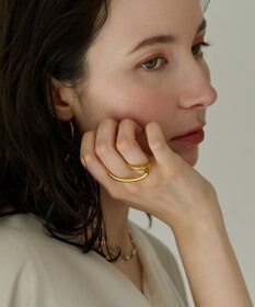 Phoebe 〈金属アレルギー対応〉ミニマルダブルフィンガーリング　ゴールド　2連リング/ステンレス