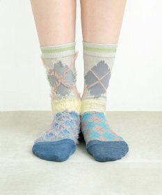 COQ 【MEN】KITSUNE ARGYLE アーガイルリバーシブルファーソックス