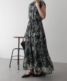YECCA VECCA 【追加生産】フラワー柄シアープリーツワンピース