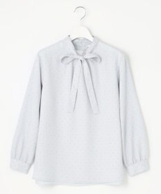 J.PRESS LADIES 【洗える・吸水速乾】 ライトアムンゼンドットPT リボン ブラウス