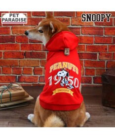 PET PARADISE スヌーピー カレッジロゴ パーカー 《レッド》 中型犬 大型犬