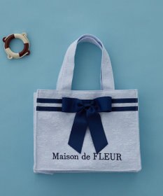 Maison de FLEUR ラインリボンジャカードスクエアトートバッグ