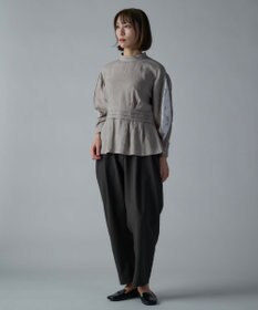 muuc 〈高品質ベルギーリネン100%〉〈通年着られる〉カットジャカード生地デザイン袖 クラシカルシルエットのブラウス