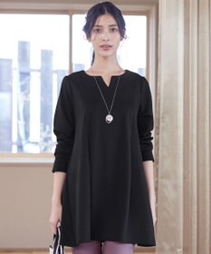 Tiaclasse 【洗える】キーネックバックツイストポンチチュニックブラウス