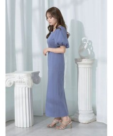 earth music&ecology 配色ステッチパフスリーブワンピース