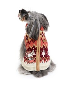 PET PARADISE スヌーピー 背中開き ニット雪遊び柄 《レッド》 小型犬