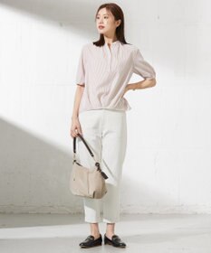 J.PRESS LADIES L 【洗える】ドビー強撚ストライプ コクーンシルエット ブラウス