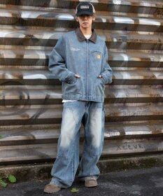 WEGO 【ユニセックス着用ITEM/MLサイズ展開】ワーカーズZIPデニムジャケット