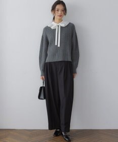 組曲 S 【加藤ローサさん着用】コットンカシミヤMIX ケーブル ニット