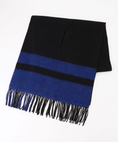 ICB 【リバーシブル可】アイレット 大判ストール ブラック×ブルー