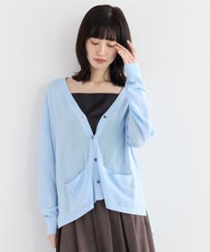 YECCA VECCA ハイゲージミドル丈Vネックカーディガン