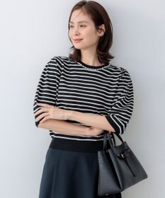 組曲 【WEB限定】クリアストレッチビジューレーン6分袖 ニット