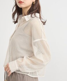 earth music&ecology メッシュストライプショートシャツ