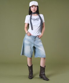 WEGO バックフラップポケットデニムハーフパンツ