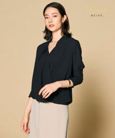 BEIGE， OLIVE / カシュクールロングスリーブブラウス