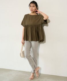 UNFILO ヴィンテージシアー ギャザーペプラムブラウス