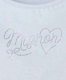 ANY KIDS 【綿100%】肩リボン×ラインストーンロゴ 半袖Tシャツ