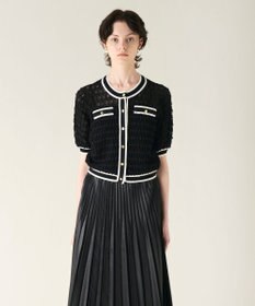 GRACE CONTINENTAL バイカラーシアーニットカーディガン