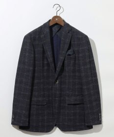 JOSEPH ABBOUD 【イタリア素材/軽量/ストレッチ】サマーツィードジャージーチェック プリント ジャケット