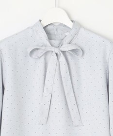 J.PRESS LADIES 【洗える・吸水速乾】 ライトアムンゼンドットPT リボン ブラウス