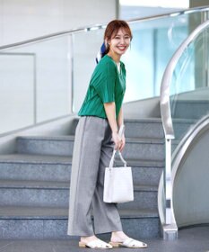 Tiaclasse 【洗える】プリーツ編みVネックニットトップス