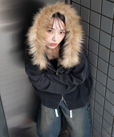 WEGO 裏起毛ファーフードBIGZIPパーカー